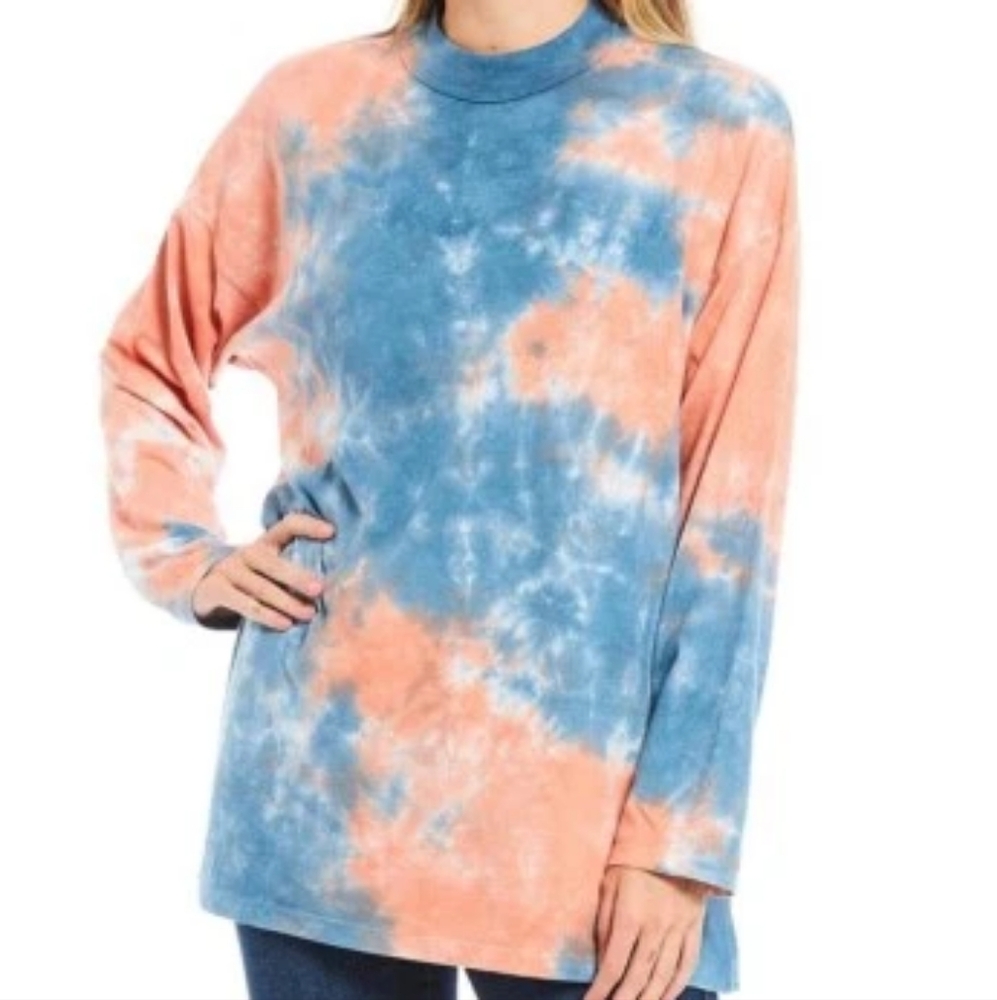 We The Free Blue and Pink Tie-Dye Oversized Top